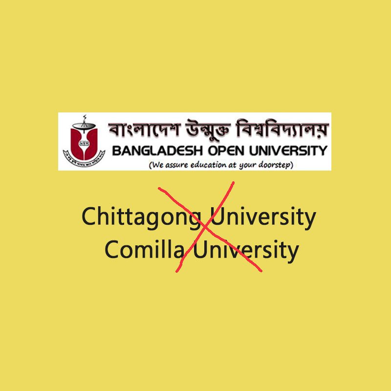 Open University students are not eligible for admission test at Chittagong University and Comilla University