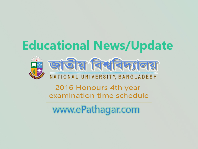 2016 Honours 4th Year Examination Time Schedule