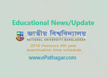 2016 Honours 4th Year Examination Time Schedule