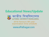 2016 Honours 4th Year Examination Time Schedule